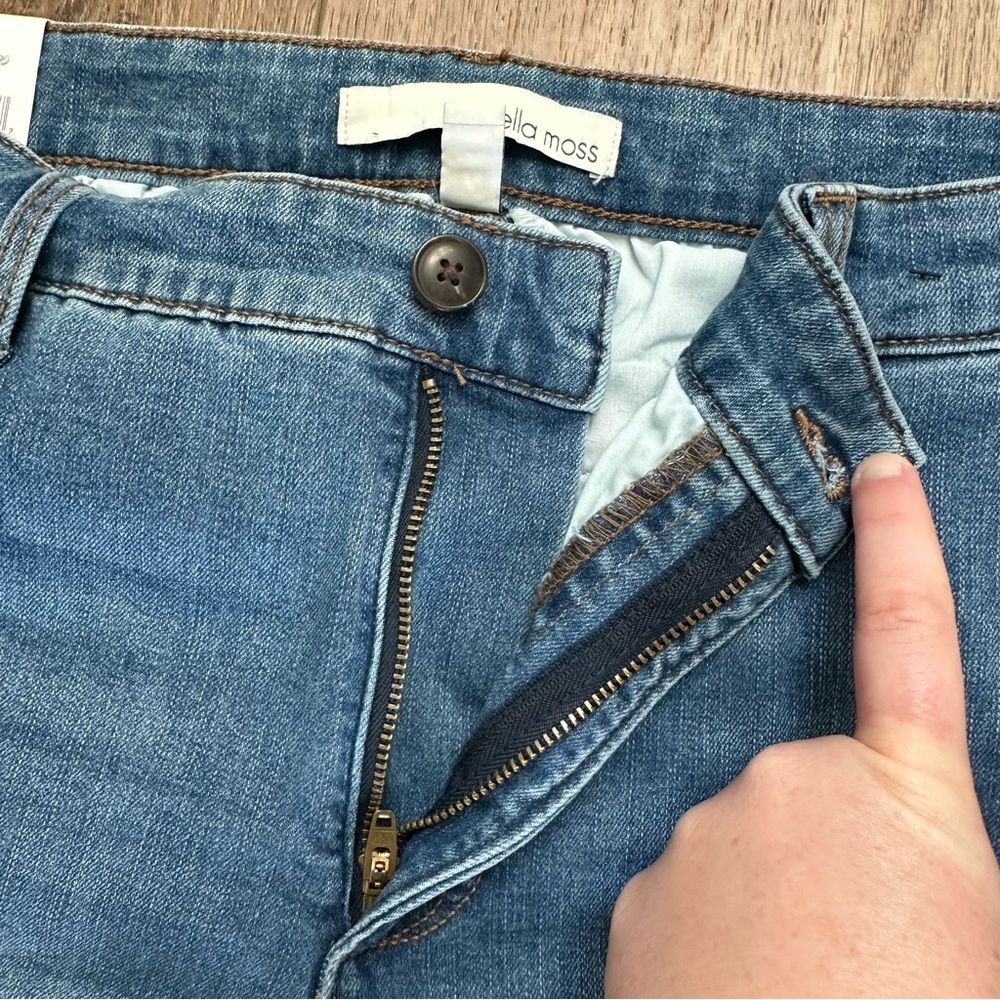 NWT! Ella Moss Wide Leg Crop Pants, Denim, High-Rise, Medium Wash, Size 6 - Picture 5 of 12